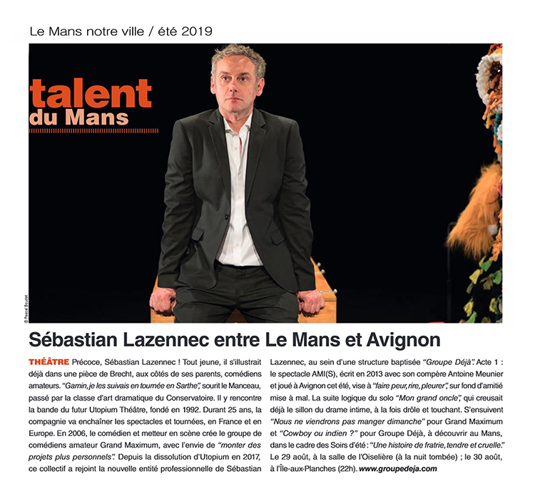 Sébastian Lazennec dans le magazine « Le Mans notre ville » / juillet août 2019