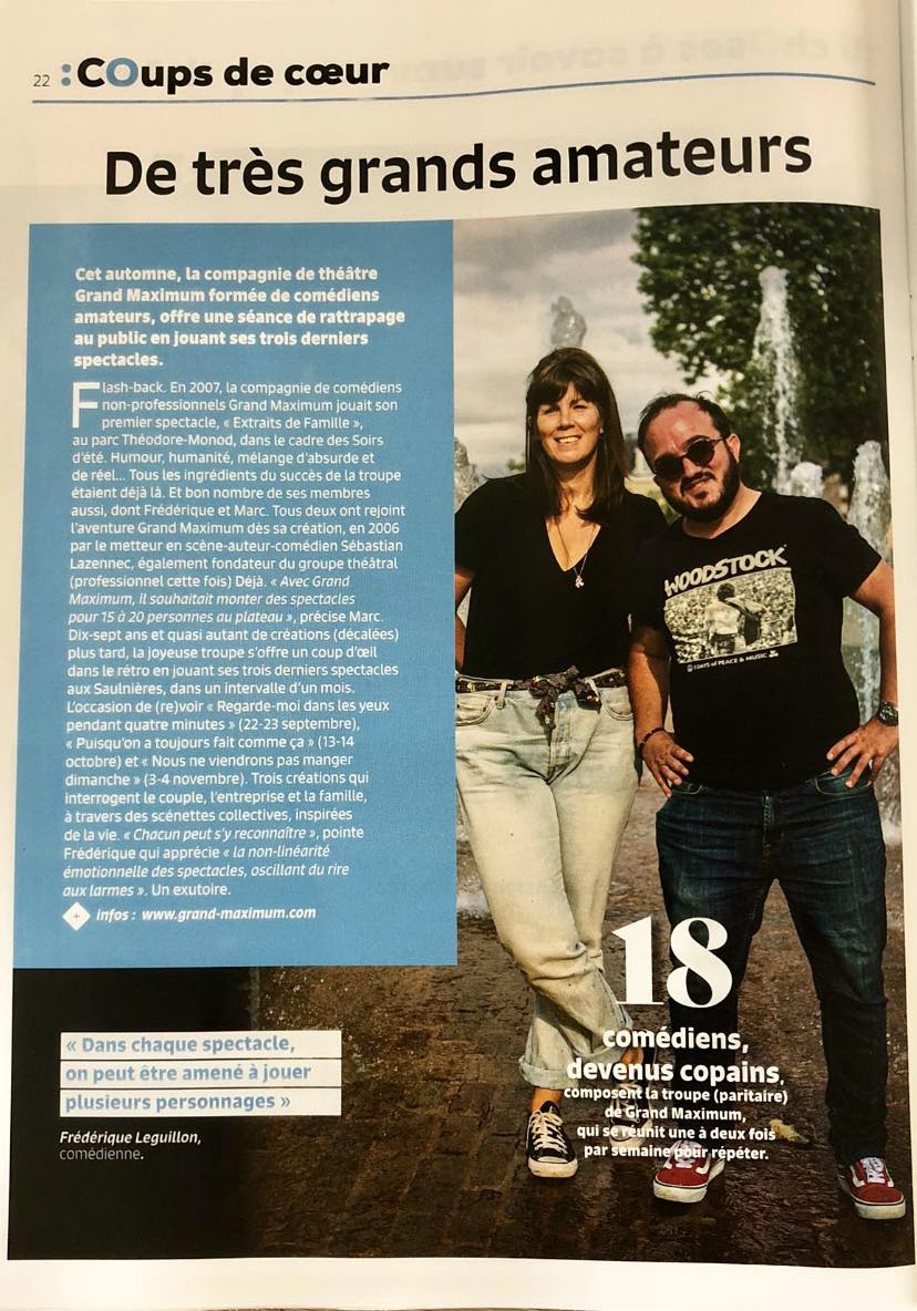 Coup de cœur et pleine page dans le magazine de la Ville du Mans / Grand maximum